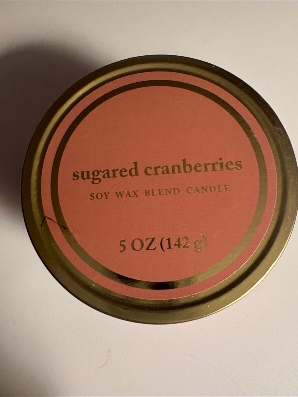Sugared Cranberries Soy Wax Candle - Pink & Gold Tin
5 oz